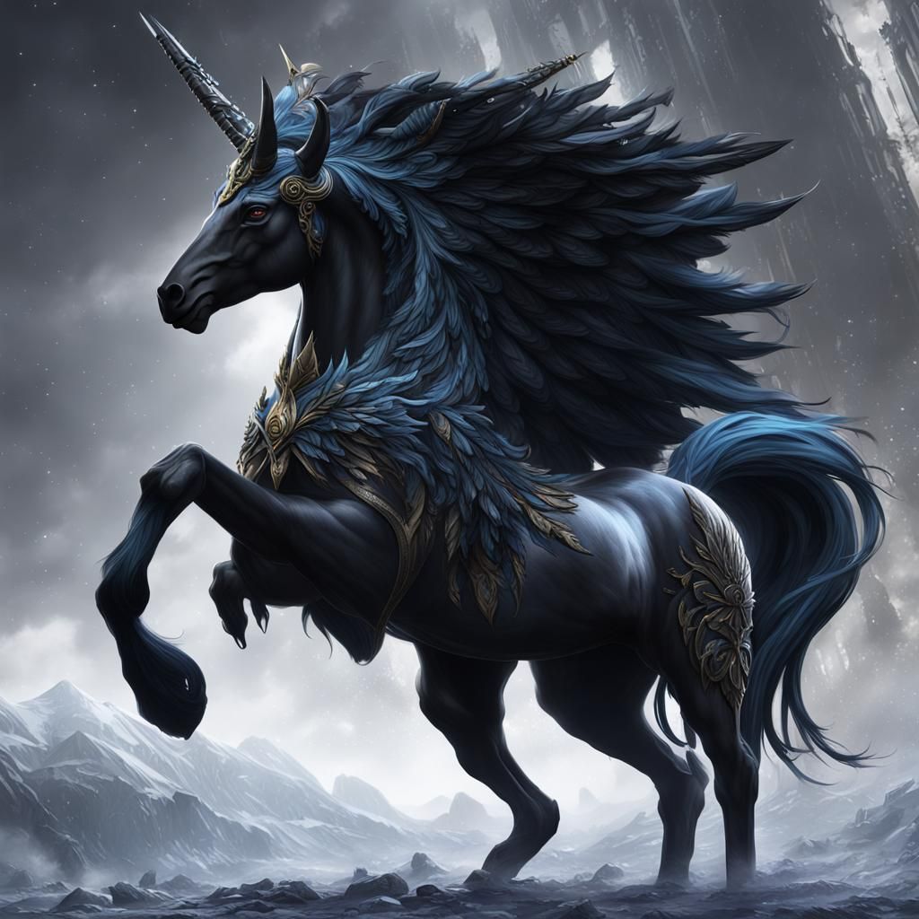 Majestic Black Alicorn Fantasy Concept Art