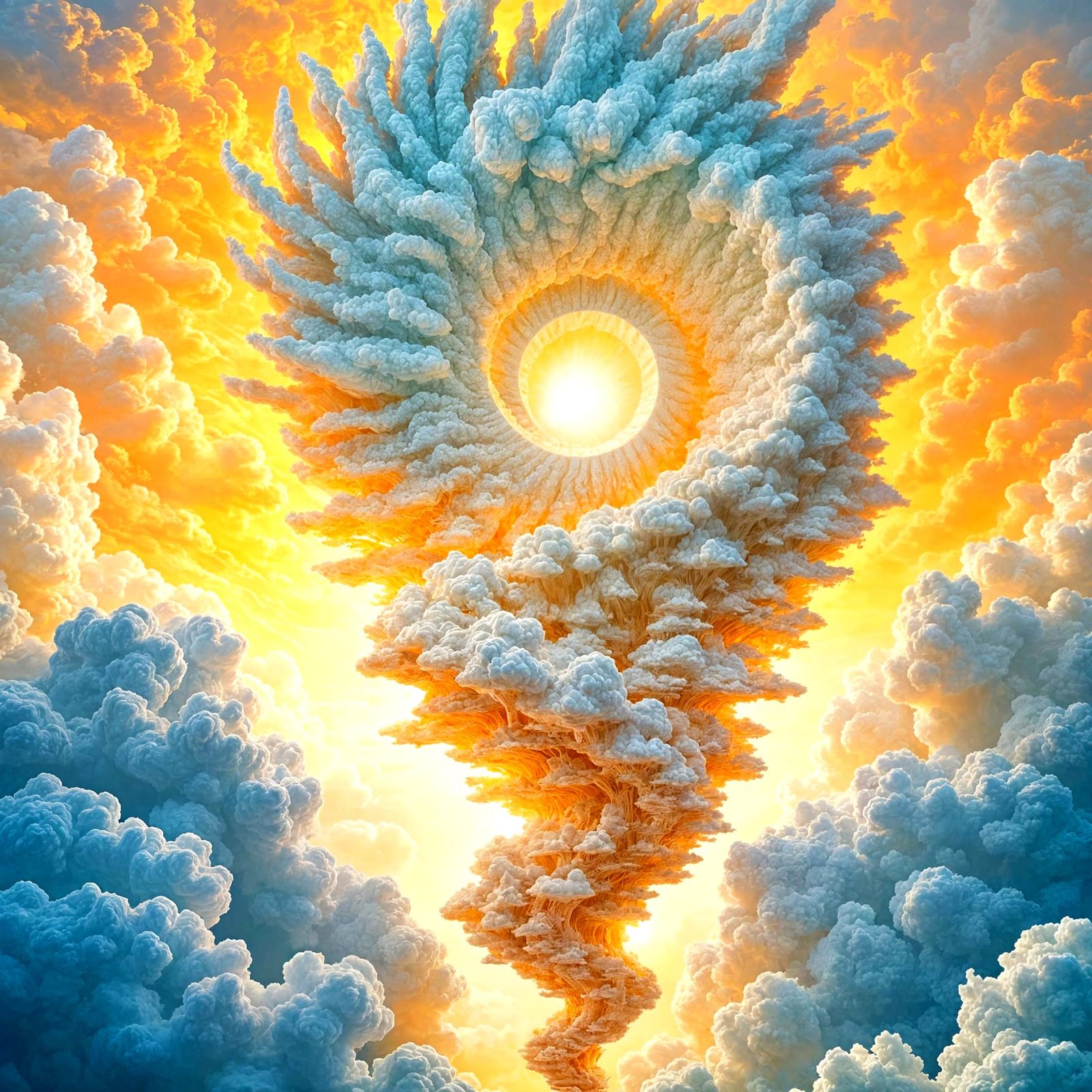 Spiraling Cloudscape Sculpture to Heaven in Bioluminescent S...