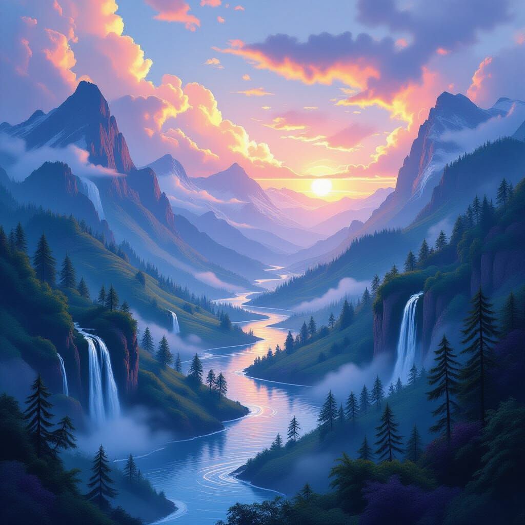 Mystical Realm: Digital Art Landscape