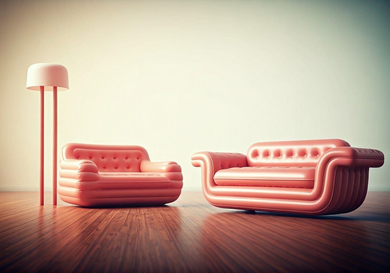 Whimsical 1960s Futuristic Living Room Scene