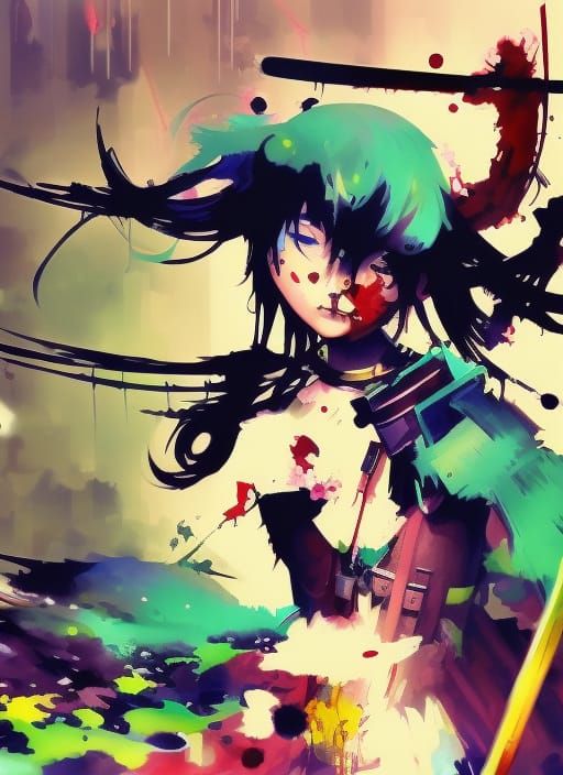 Wounded Samurai in Dystopian Digital Painting