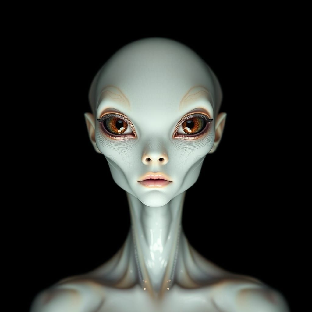 Futuristic Alien Portrait with Geometric Makeup