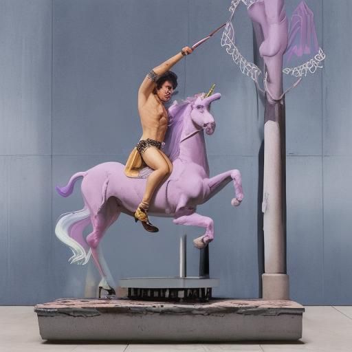 scarface Tony Montana  dancing with a poledancing unicorn