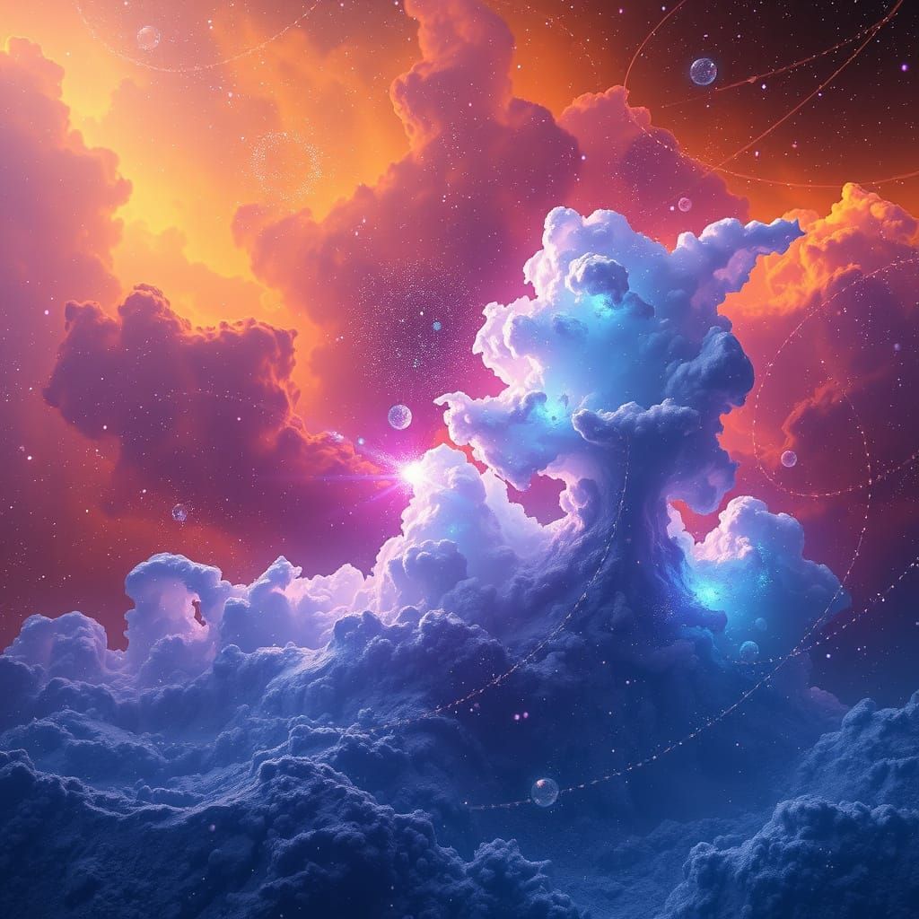 Galactic Snowfall in Vibrant, Hyper-Detailed Futuristic Land...