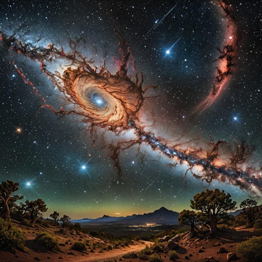 Majestic Night Sky Dreamscape in Hyperrealistic Style
