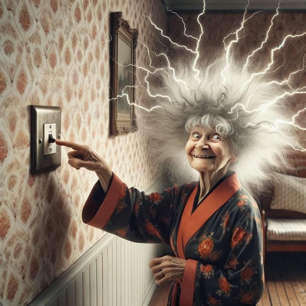 Electrified Granny's Mischievous Light Switch