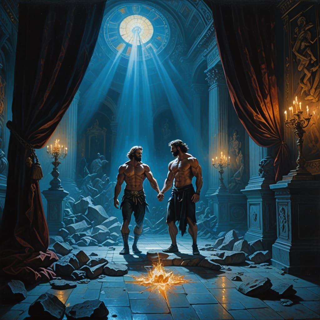 Baroque Masterpiece: Divine Demi-God Flexes in Victory