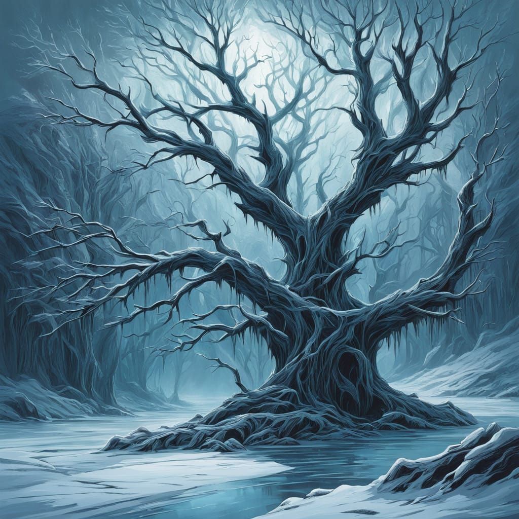 Ethereal Winter Landscape in Frosty, Muted Hues