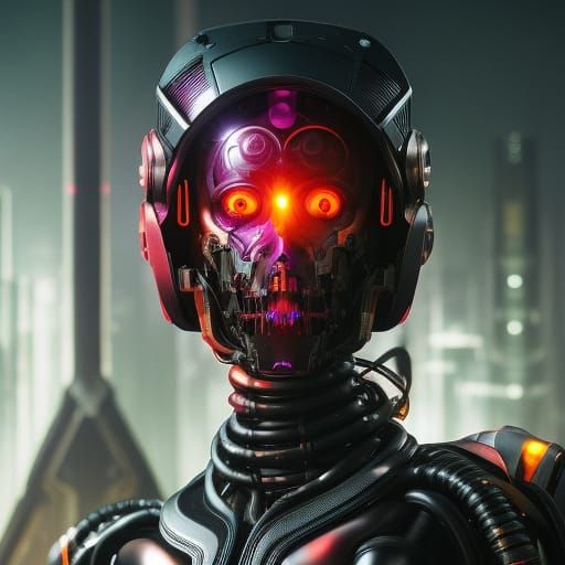 Cyberpunk Lady Portrait with Biomechanical Augmentations