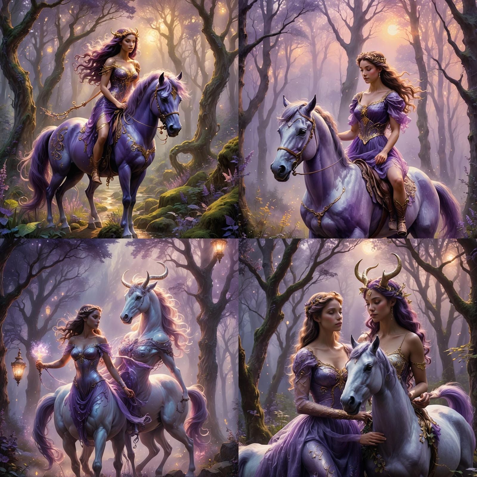 Ethereal Purple Centaur in Fantasy Landscape