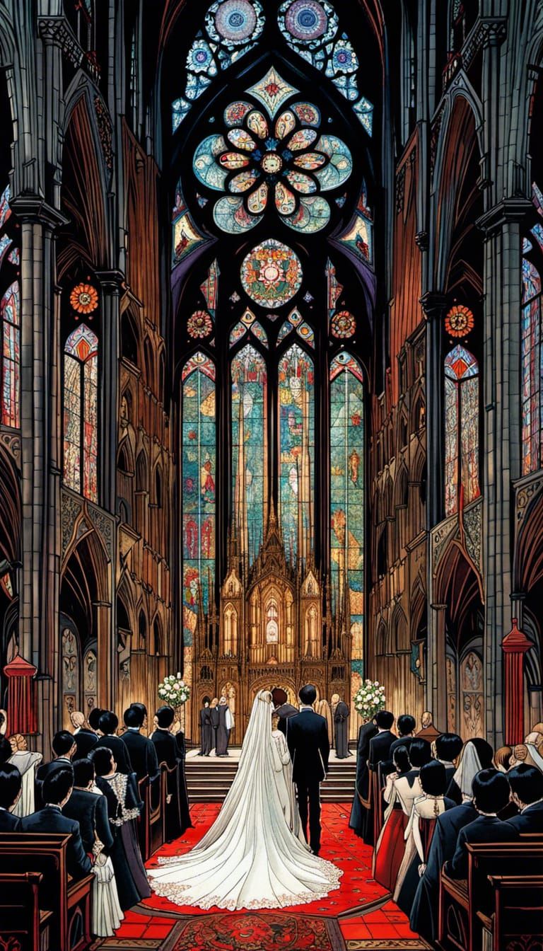 Wedding inside Gothic Cathedral