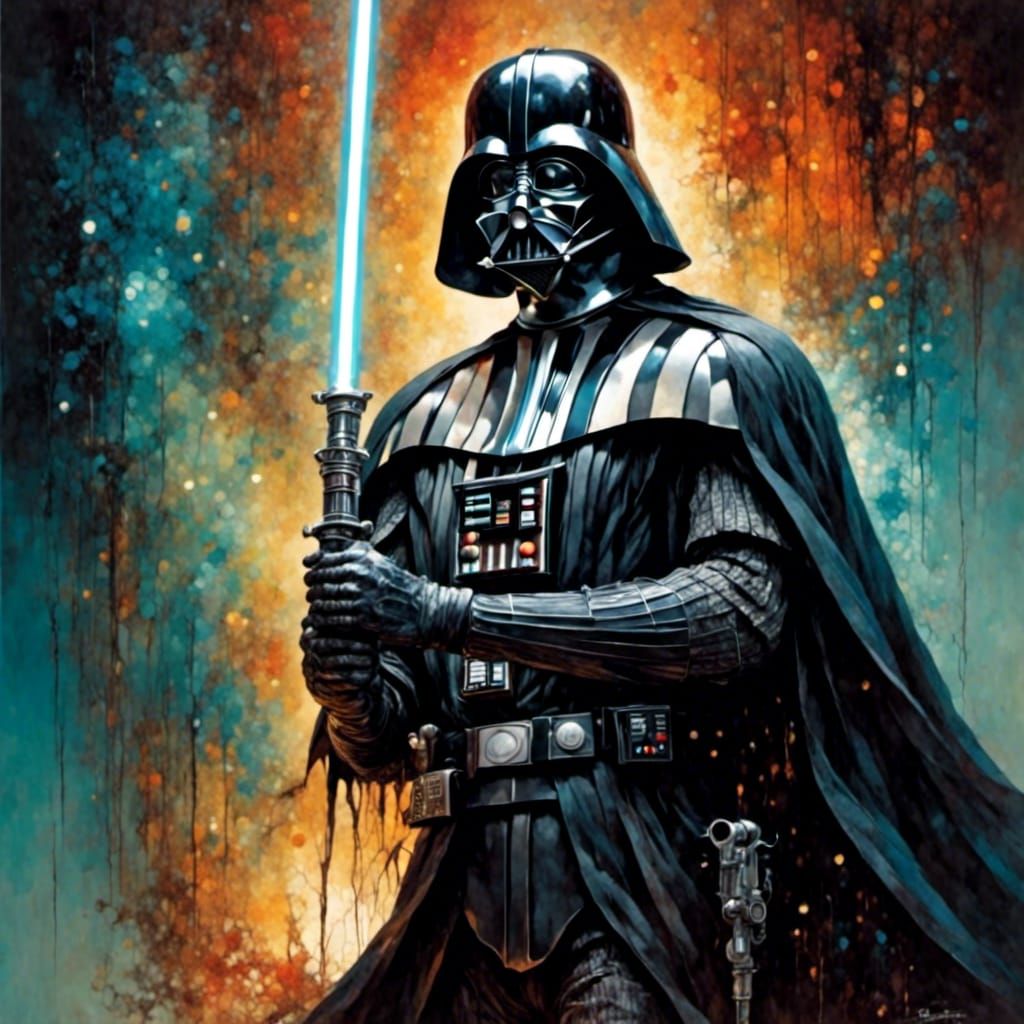 Darth Vader with Lightsaber in Rockabilly Style