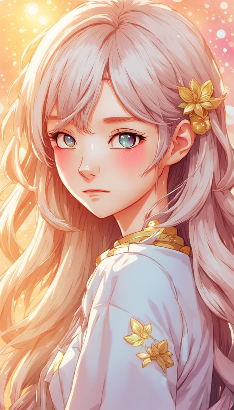 Pouty Anime Girl Portrait in Moe Style