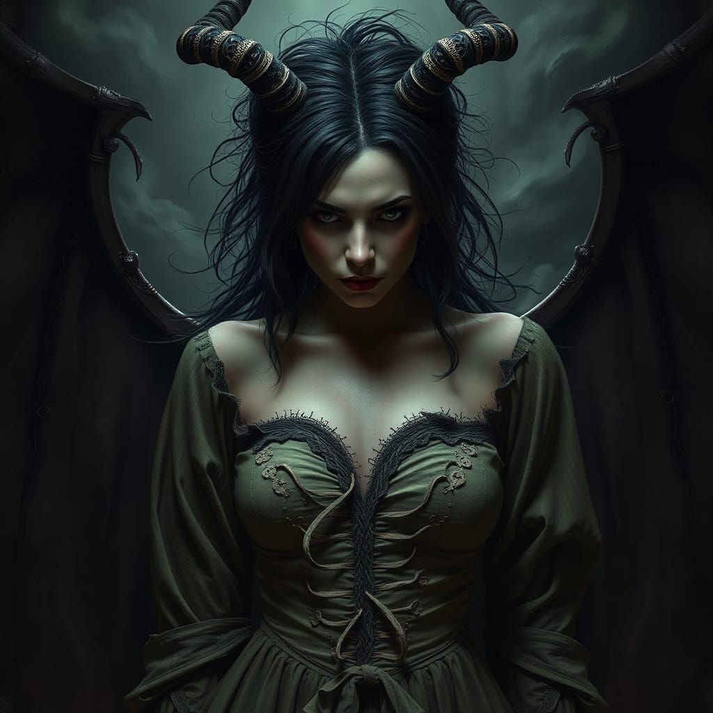 Dark Cinderella in a Nightmarish Biomechanical Scene