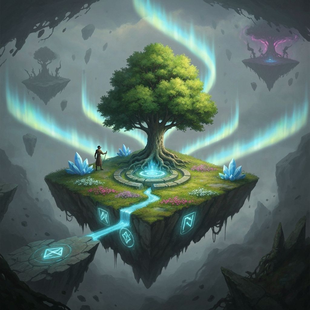 Melancholic Painting of Floating Island Sanctuary