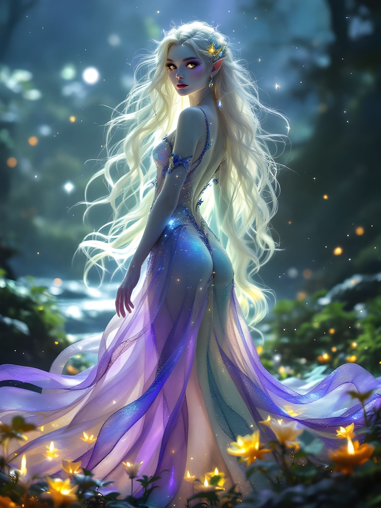 Ethereal Elven Goddess of Halloween in Anime Style