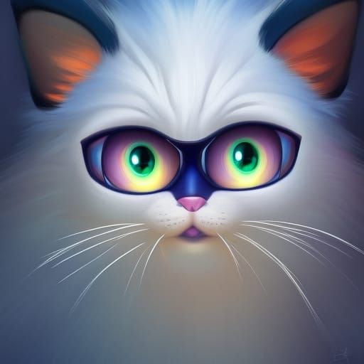 Colorful Cat Portrait in Hyperdetailed 3D Style