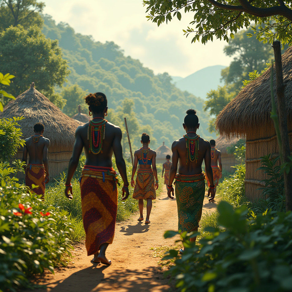 Vibrant Igbo Village Scene in Detailed 3D Rendering