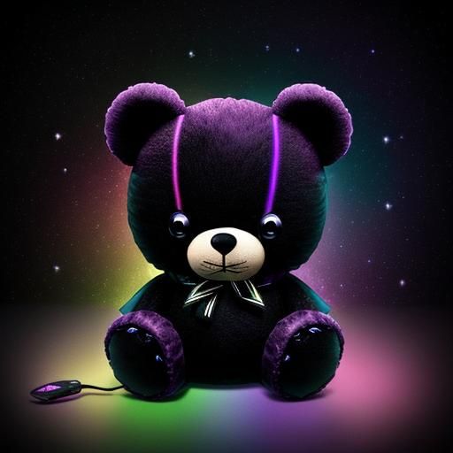 Glow-in-the-Dark Teddy Bear Plushie in Art Deco Style