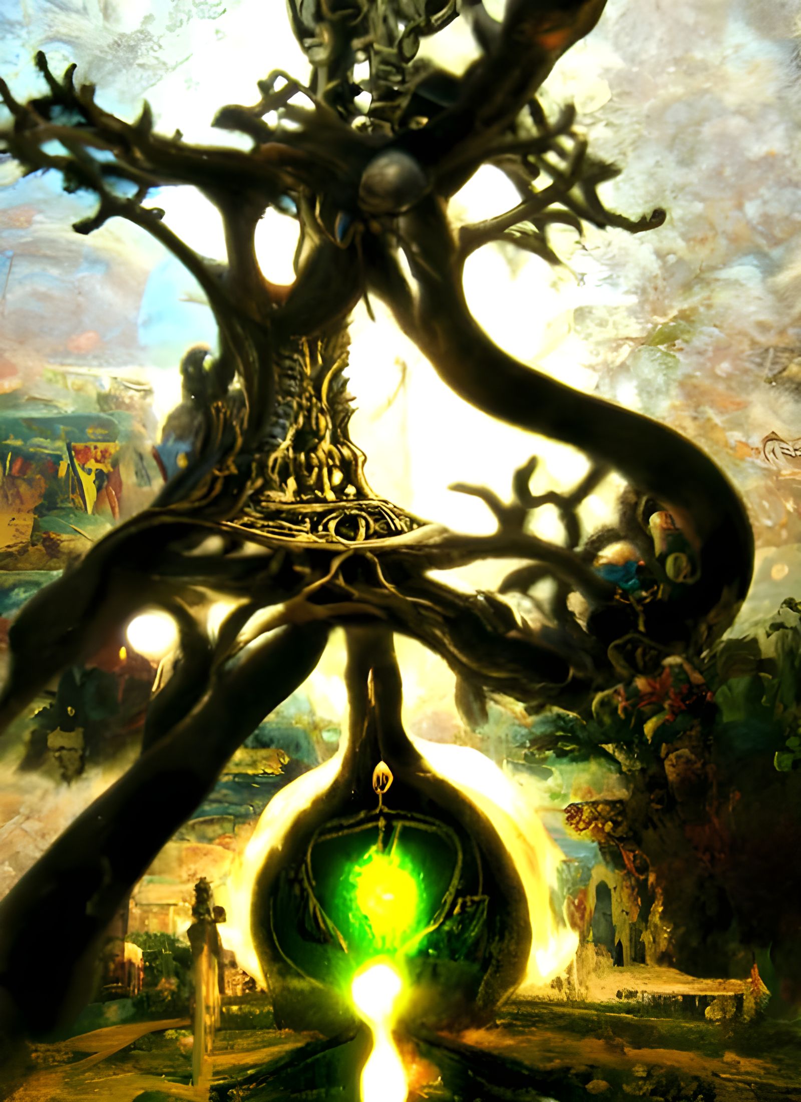 Radiant Alchemical Tree of Life in a Mystical Style