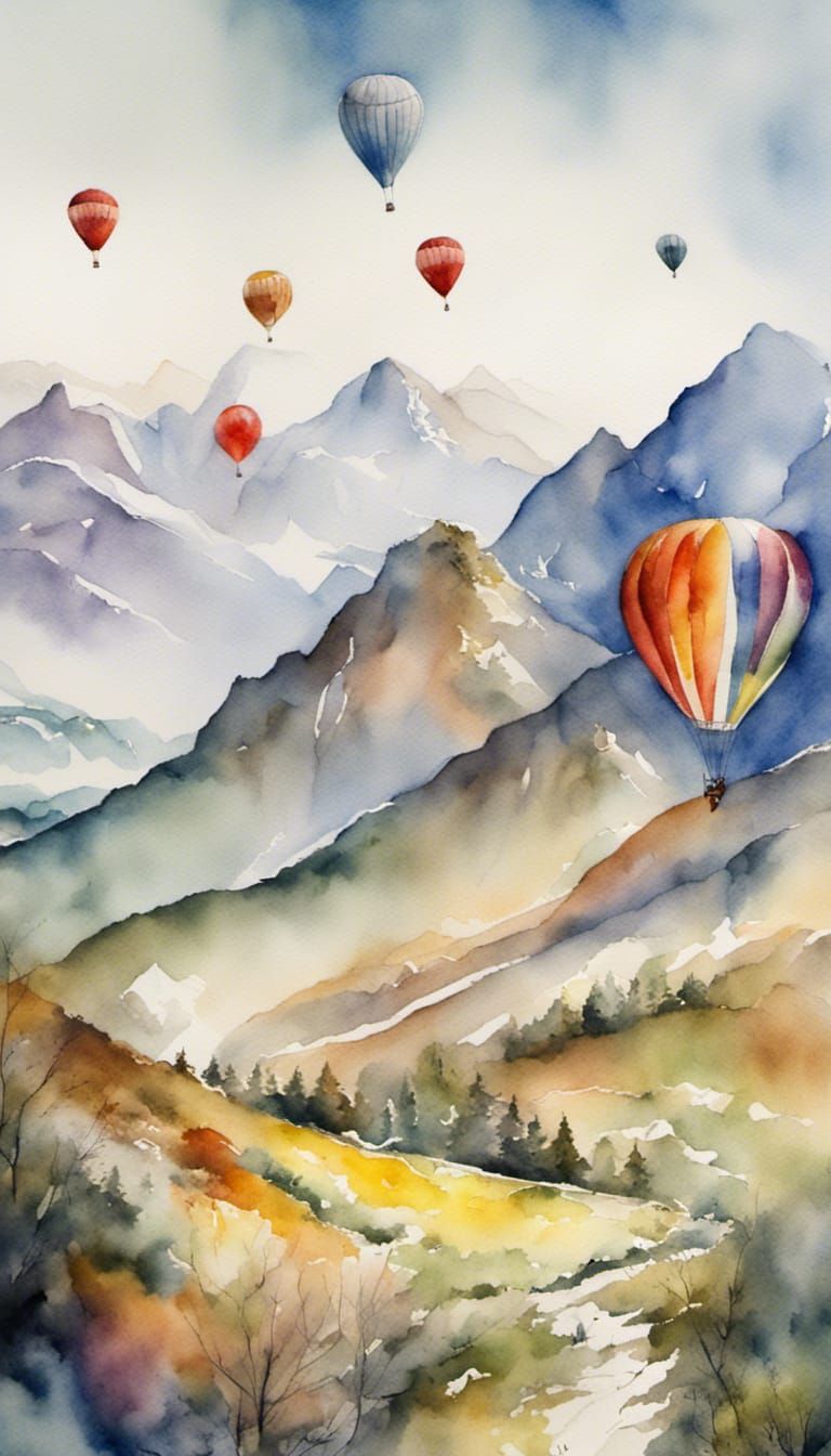 Colorful Mountain Landscape Divided by Hot and Cold Winds