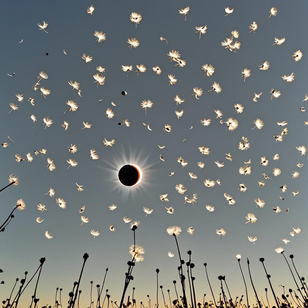 Dandelion Seed Head and Solar Eclipse