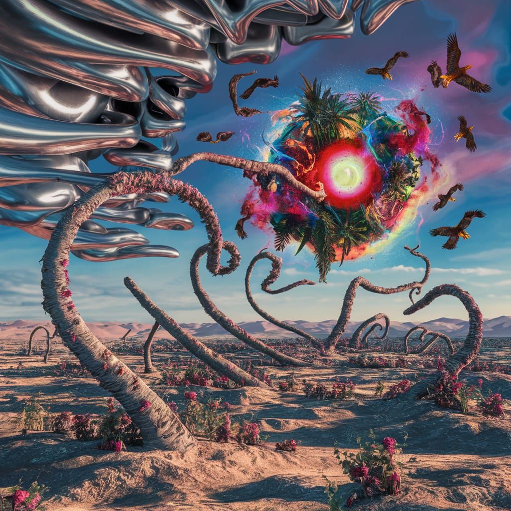 Surreal Landscape with Galactic Supernova, Salvador Dali Sty...