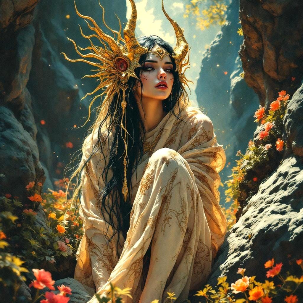 Otherworldly Feminine Entity in 90s Anime Style