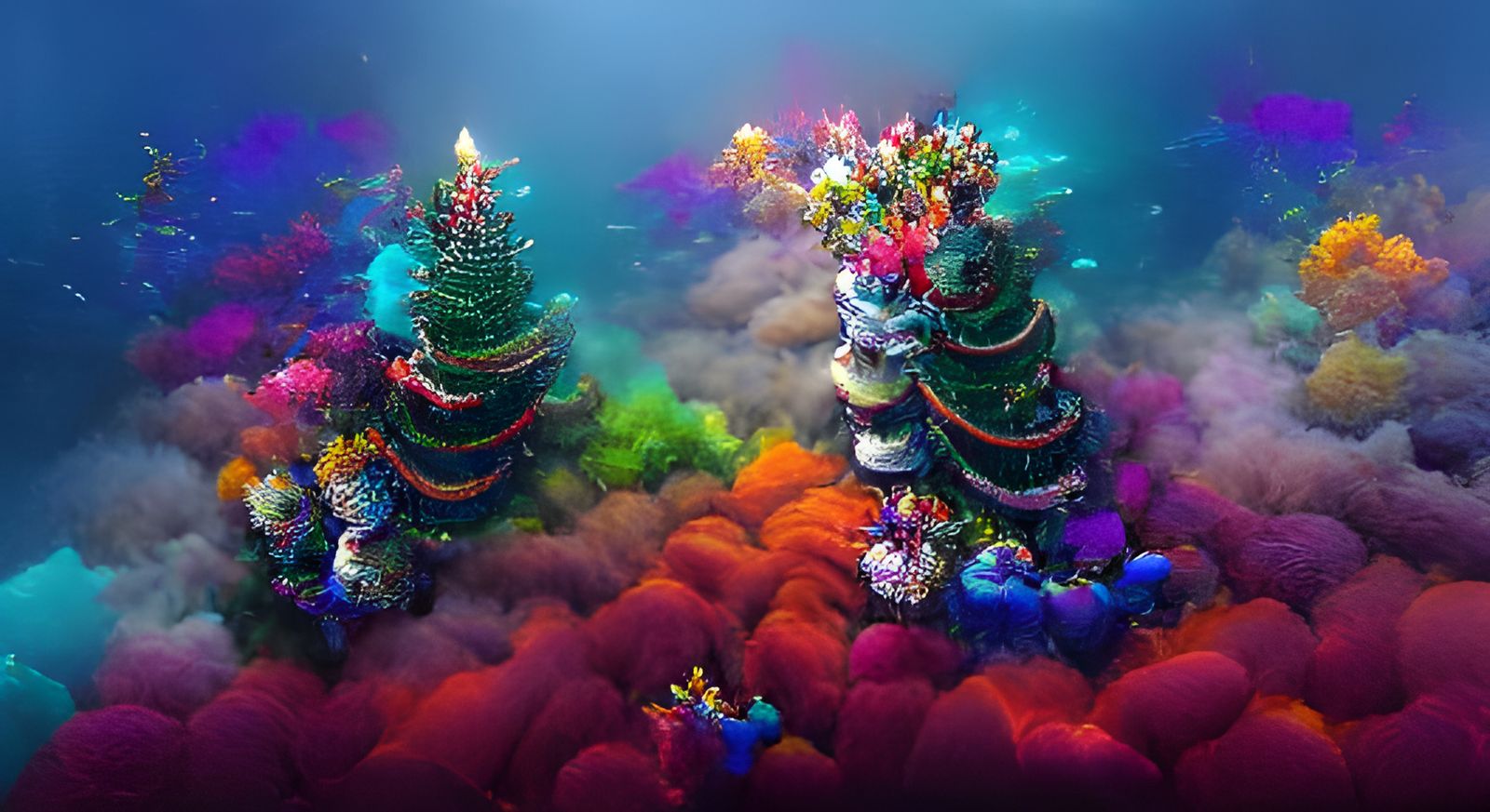 Underwater Christmas Tree in Coral Reef