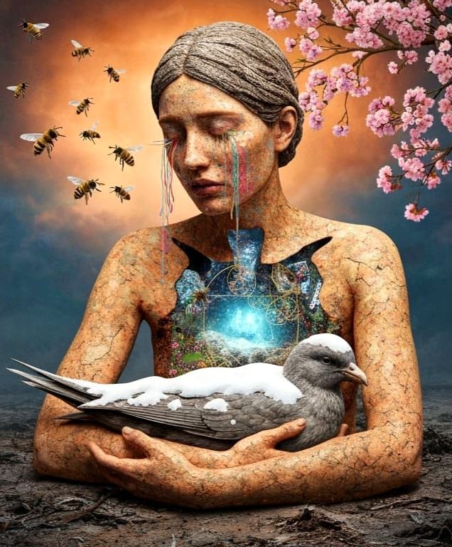 Mystical Exile Rebel in Moonlit Forest Bio Art