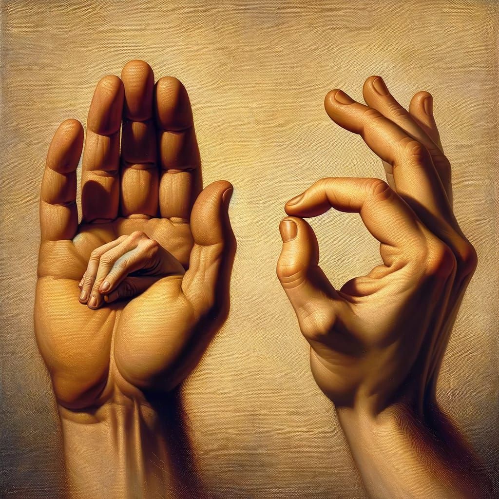 Royal Classical Painting of Hands Playing Guess Which Hand