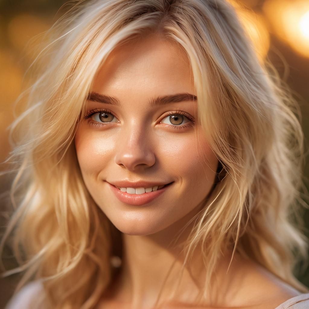 Ethereal Portrait of a Smiling Blonde Woman
