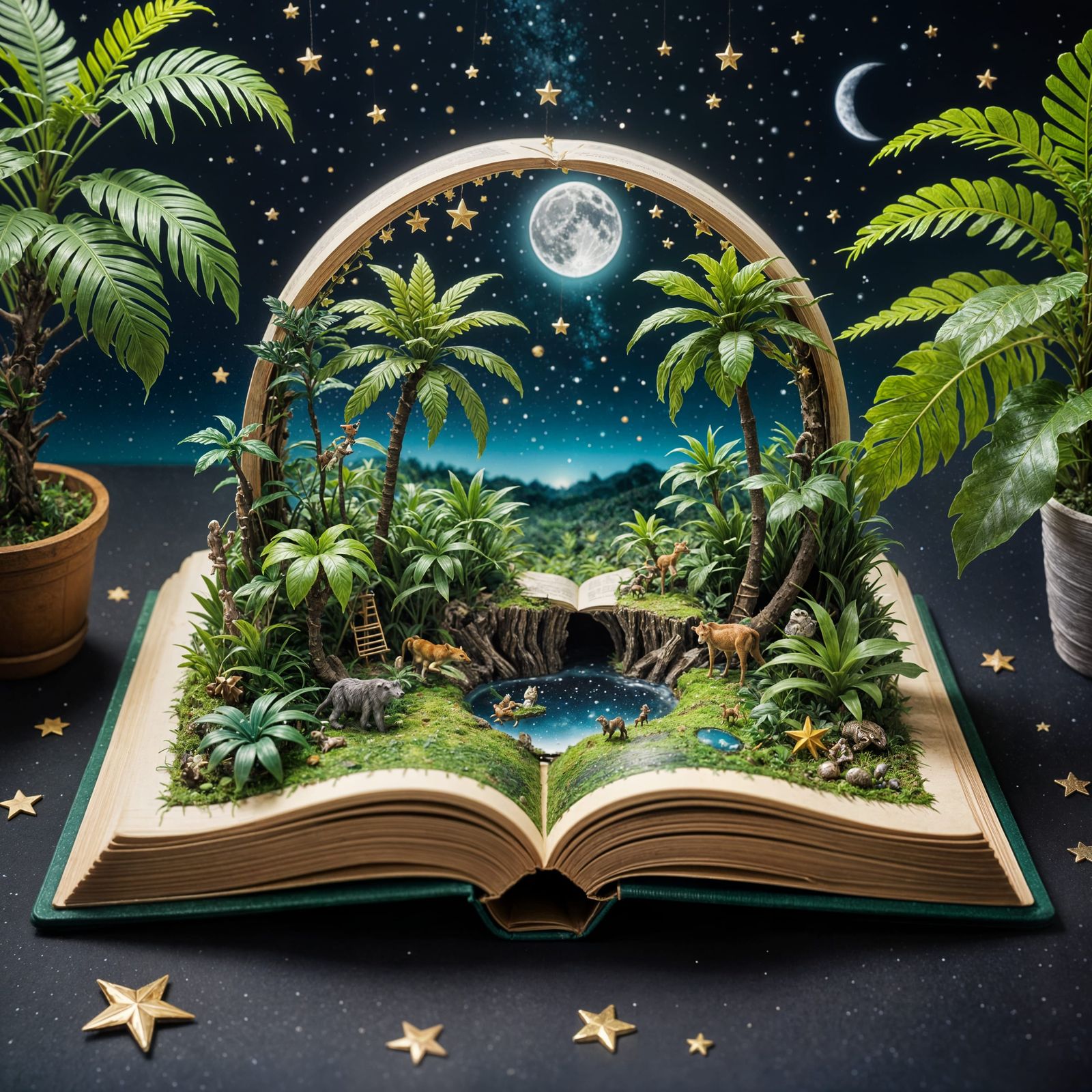 Whimsical Jungle Realm Emerges from Ancient Tome