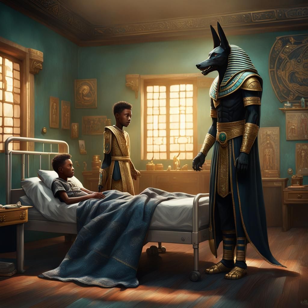 Anubis in Hospital Room: Fantasy Concept Art
