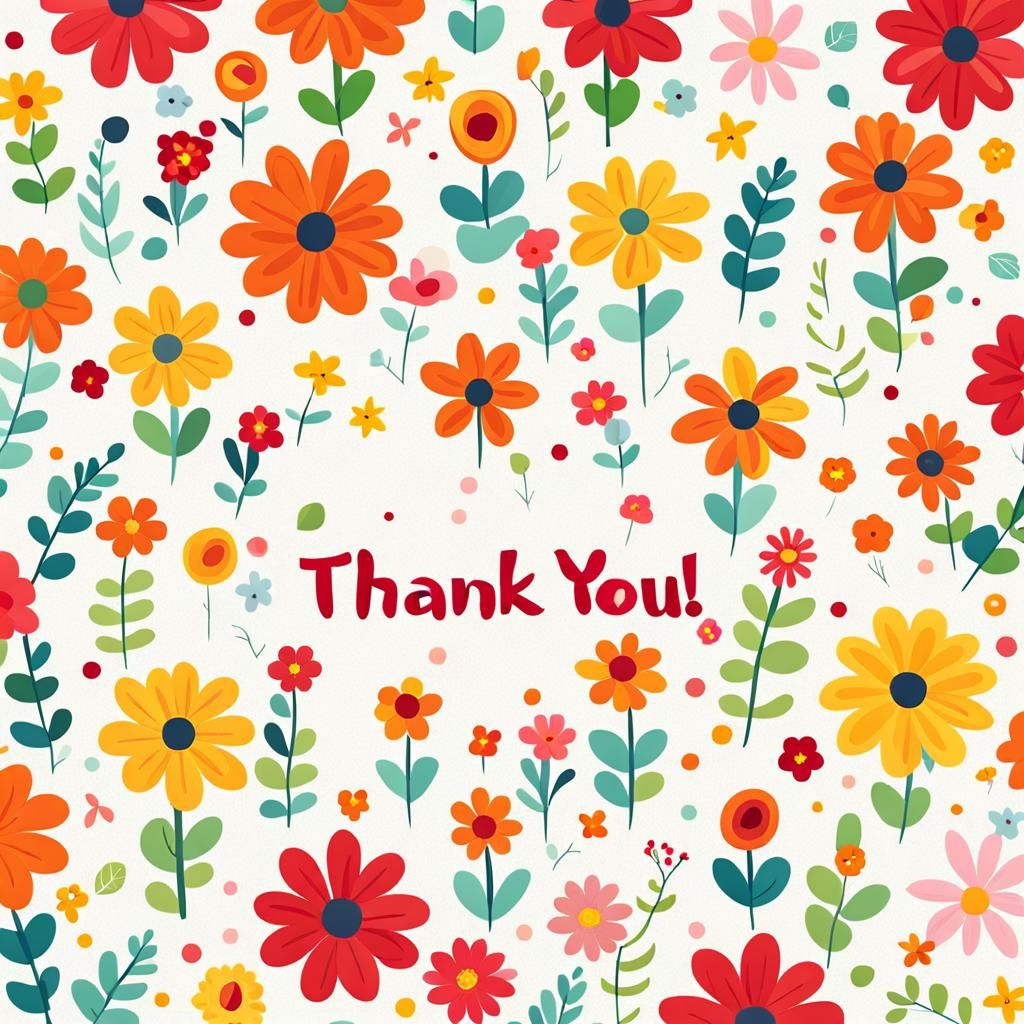 Animated Thank You Message on Floral Background