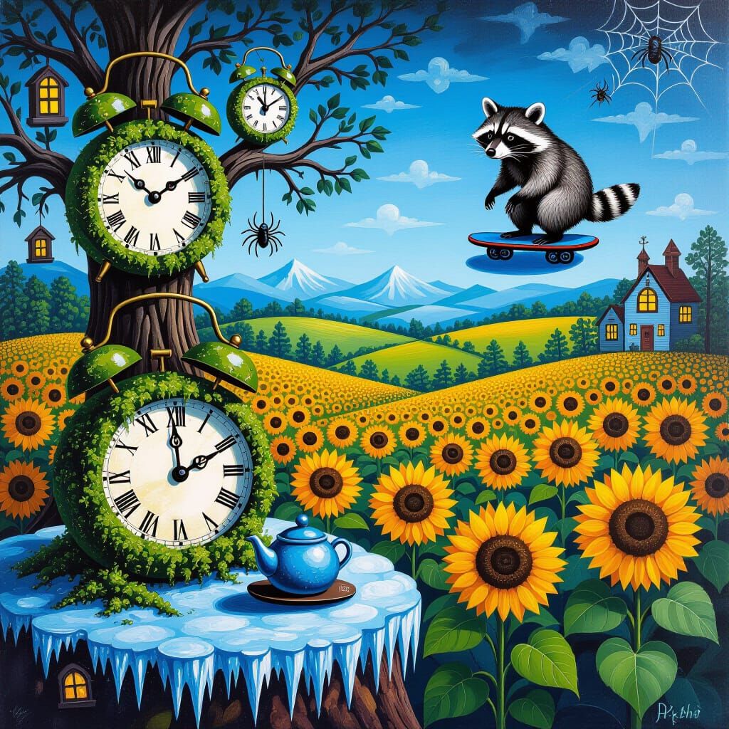 Surreal Still Life in Frozen Sunflower Valley