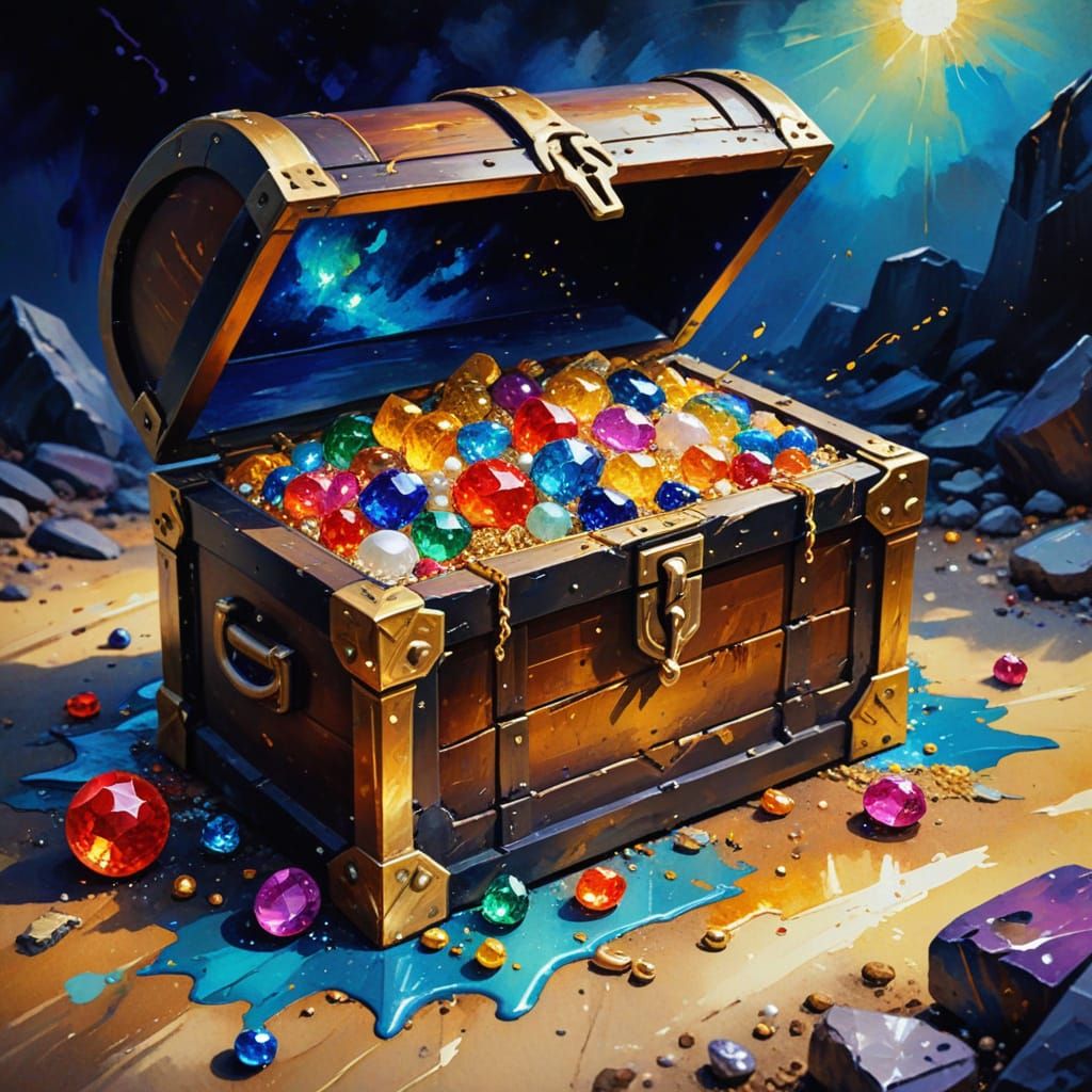 Ornate Treasure Chest in Gouache Style
