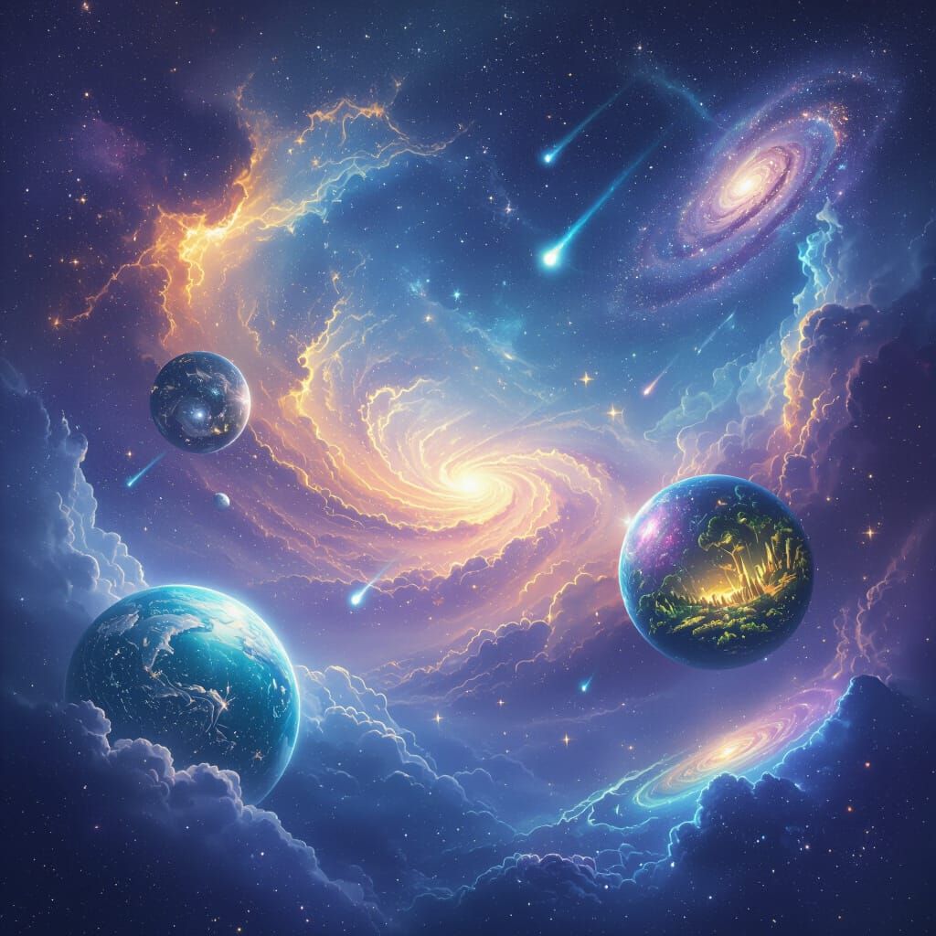 Cosmic Vista: Infinite Universe Painting with Galaxies and W...