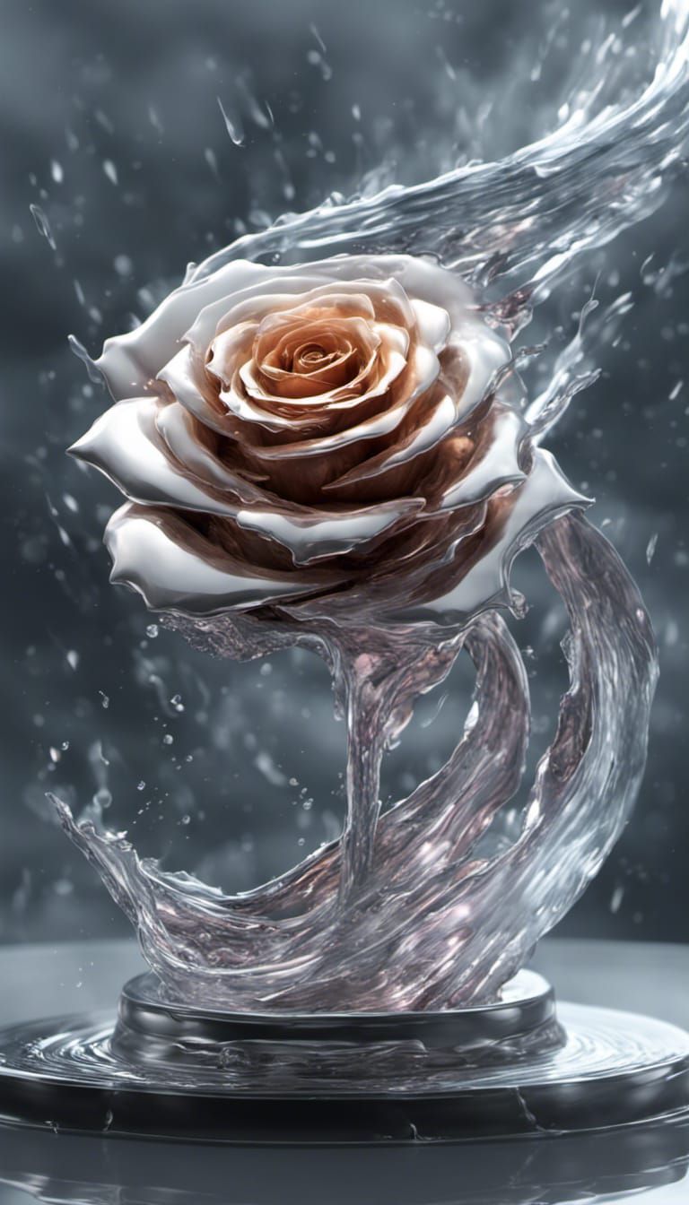 Liquid Mercury Rose in Crystal Tornado
