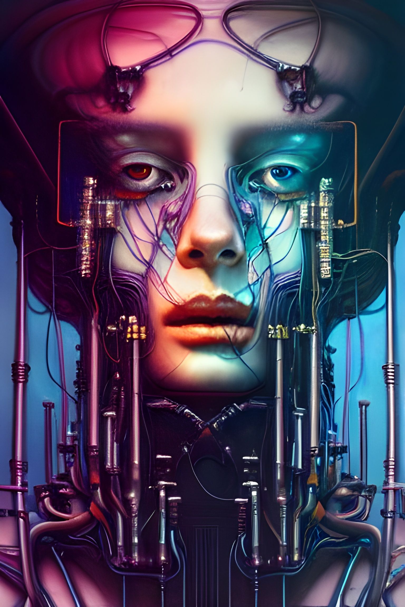 Regal Cyborg with Fractal Wiring in Photorealistic Style