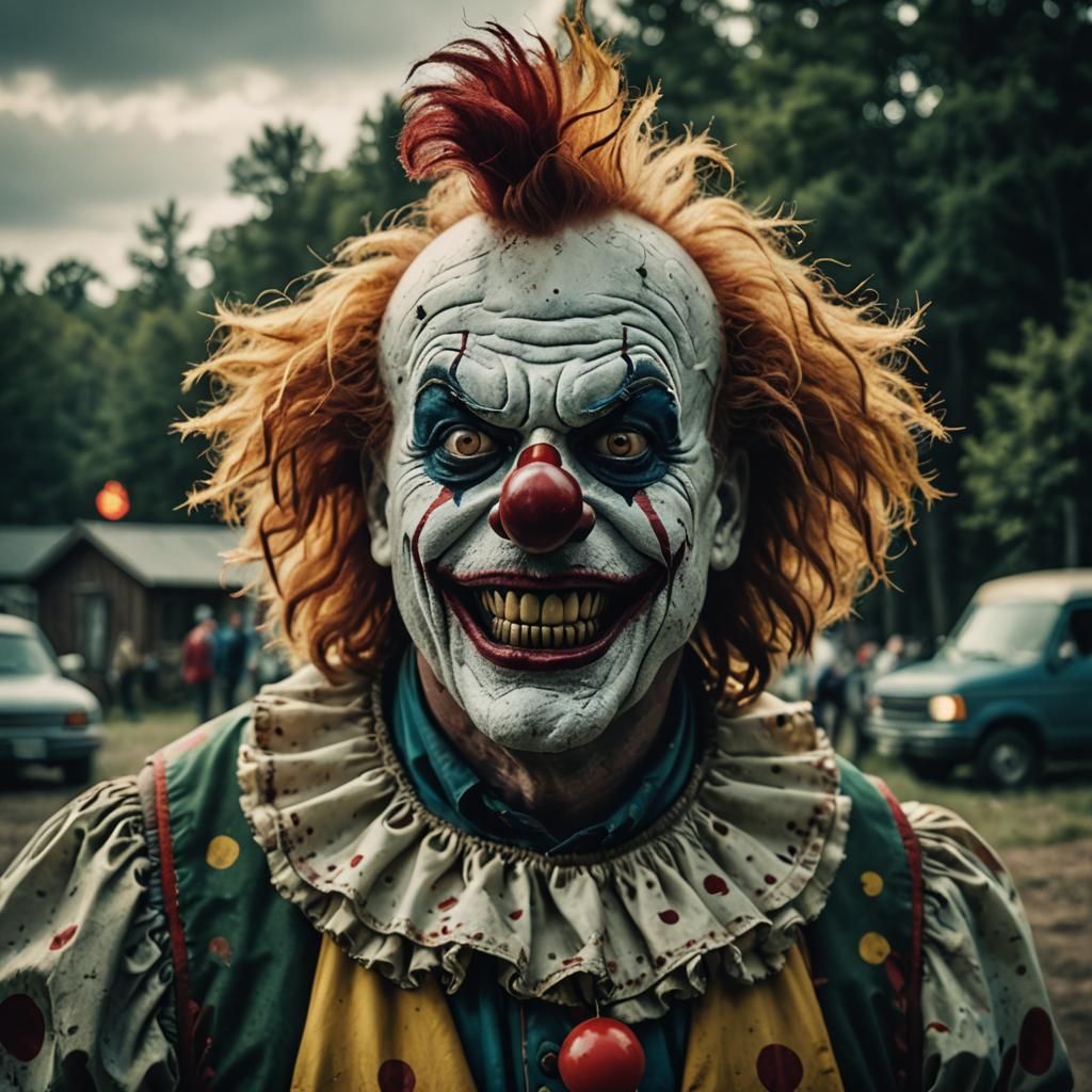 A terrifying clown with a wingnut for a head.