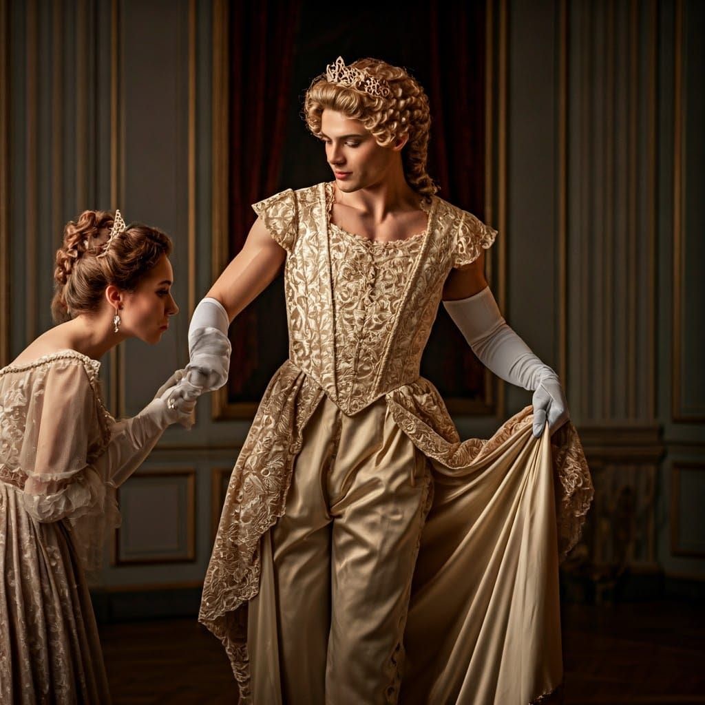 Regency-Era Gentleman in a Filigree Gown