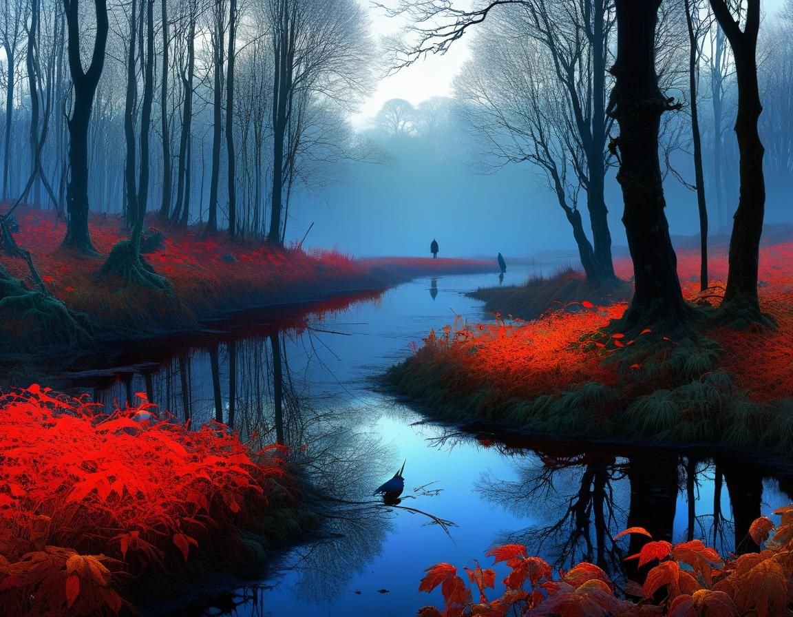 Ethereal Autumn Twilight in Deep Colors and Intricate Detail...