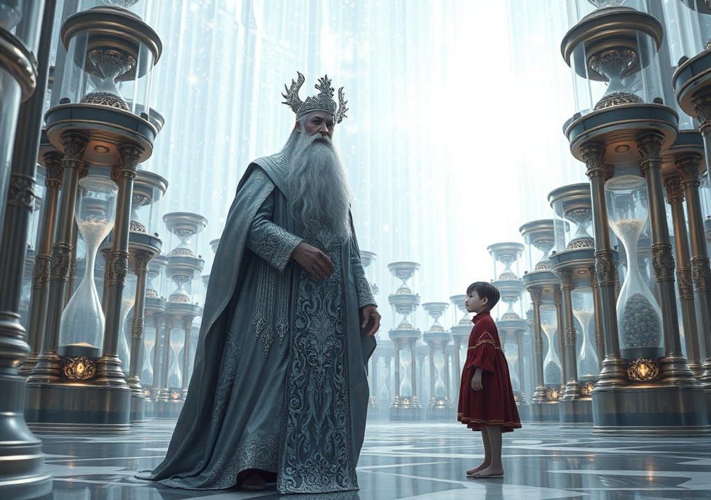 Father Time and Apprentice in Eternity's Hall