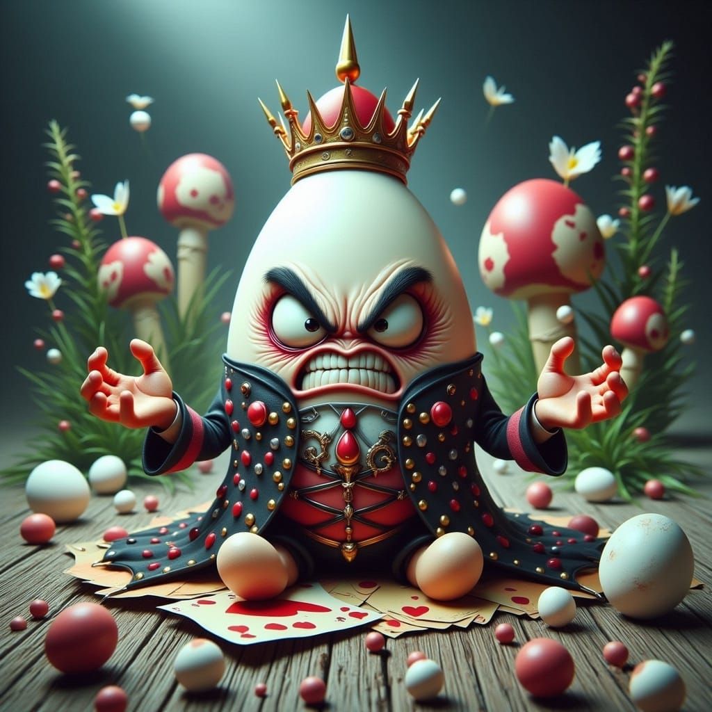 Egghead Queen of Hearts in Wonderland, Digital Art