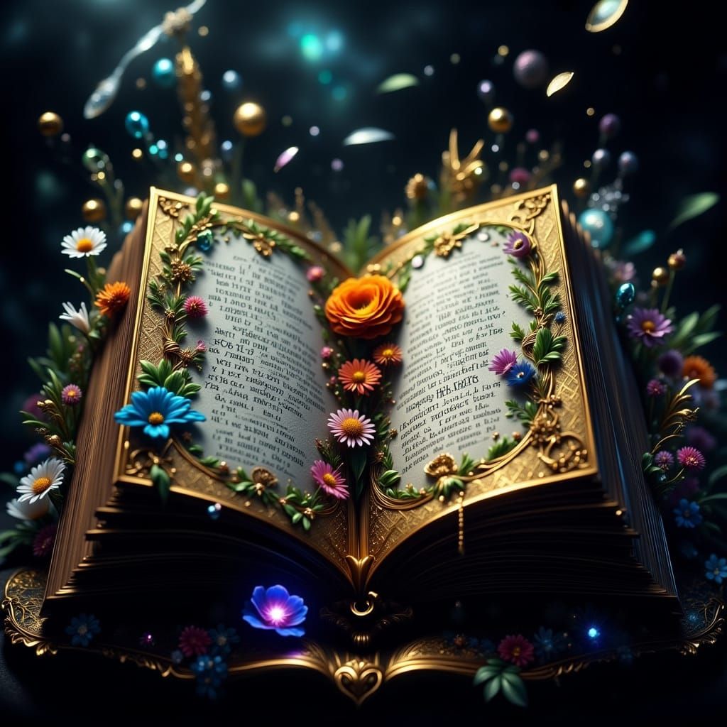 Gothic Grimoire Open On Ornate Table