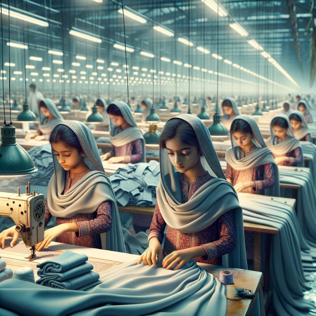 Bangladeshi Girls Sewing Shirts in Textile Factory