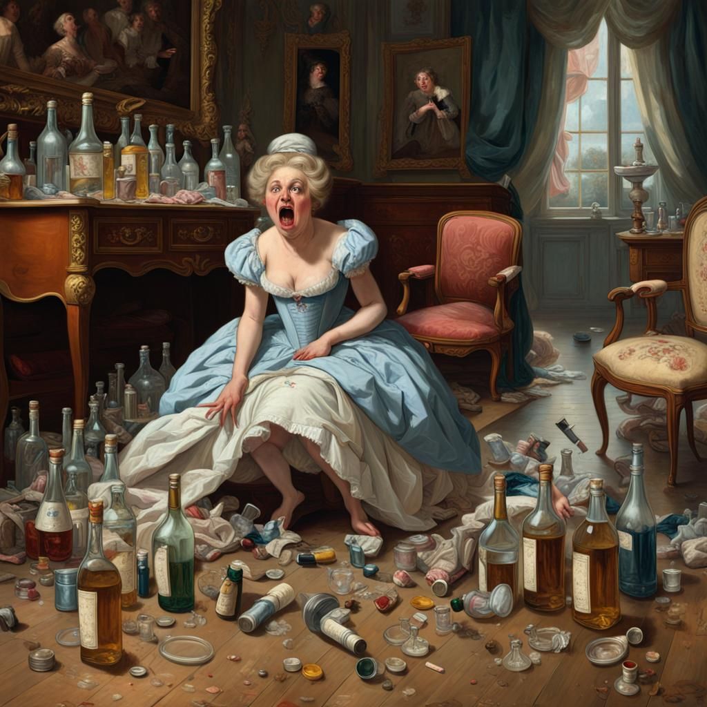 Cinderella's Wild Party: Hyperrealistic Oil Painting