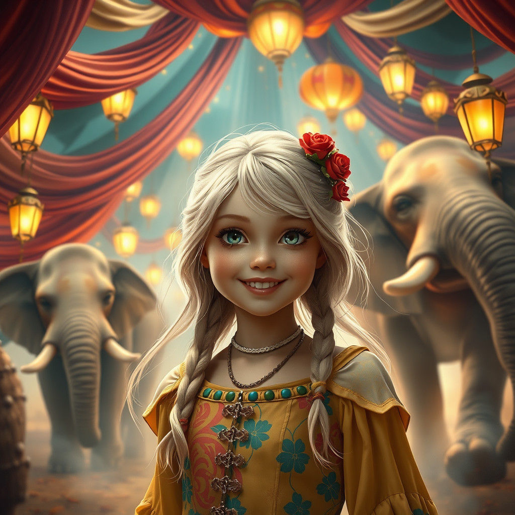 Dreamlike Circus Girl in Detailed Matte Painting Style