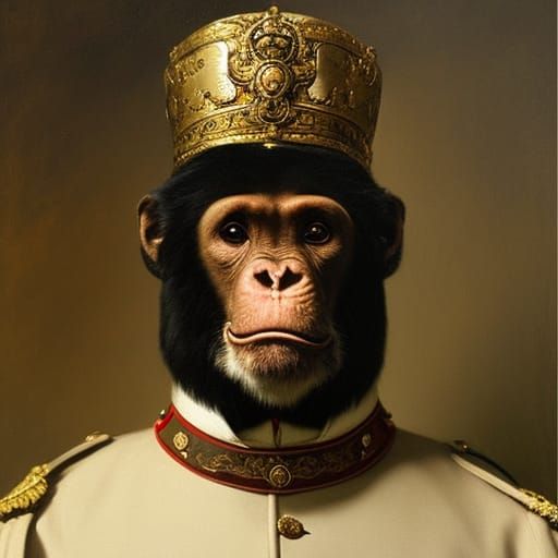Chimpanzee in Napoleonic Military Uniform Portrait